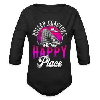 Roller Coaster Vintage Roller - Organic Long Sleeve Baby Bodysuit - black - Front