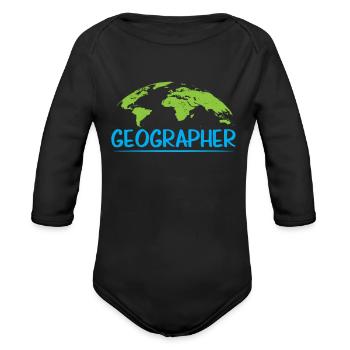 Géographe Professeur de géographie Étudiant en géographie - Cache-couche à manches longues bio - noir - Devant