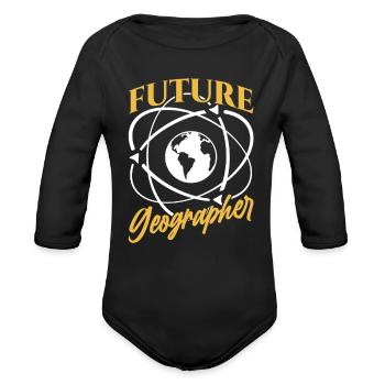 Futur géographe Etudiant Géographie Géographique - Cache-couche à manches longues bio - noir - Devant