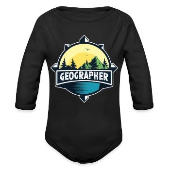 Géographe Professeur de géographie géographique Étudiant - Cache-couche à manches longues bio - noir - Devant