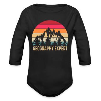Expert en géographie Étudiant Géographe géographique - Cache-couche à manches longues bio - noir - Devant