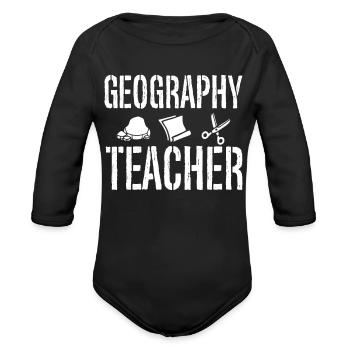 Professeur de géographie Étudiant Géographe géographique - Cache-couche à manches longues bio - noir - Devant