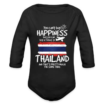 Thailand - Organic Long Sleeve Baby Bodysuit - black - Front