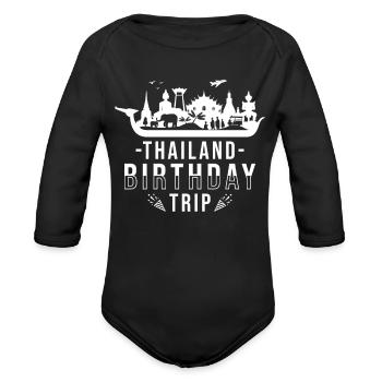 Thailand Birthday Trip Thailand - Organic Long Sleeve Baby Bodysuit - black - Front