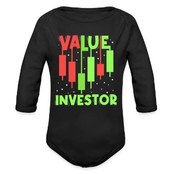 Value Investor Invest Shareholder Investing - Organic Long Sleeve Baby Bodysuit - black - Front