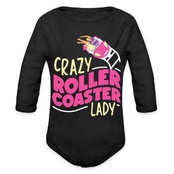 Roller Coaster Girl Crazy Roller - Organic Long Sleeve Baby Bodysuit - black - Front