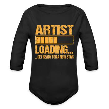 Artist Loading Artist Gift - Organic Long Sleeve Baby Bodysuit - black - Front