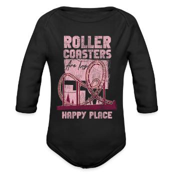 Roller Coaster Vintage Roller - Organic Long Sleeve Baby Bodysuit - black - Front