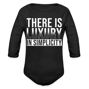 There is Luxury in Simplicity - Organic Long Sleeve Baby Bodysuit - black - Front
