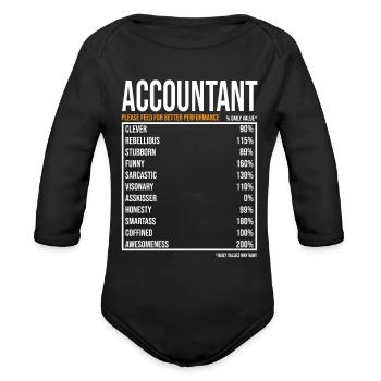 Accountant Daily Value funny Accountant - Organic Long Sleeve Baby Bodysuit - black - Front