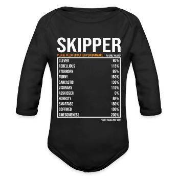 Skipper Daily Value funny Skipper - Organic Long Sleeve Baby Bodysuit - black - Front