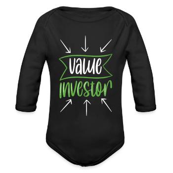 Value Investor Shareholder Invest Investing - Organic Long Sleeve Baby Bodysuit - black - Front