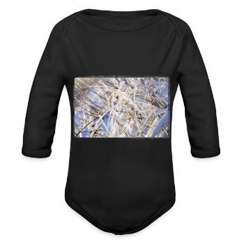 Winter Grass - Organic Long Sleeve Baby Bodysuit - black - Front