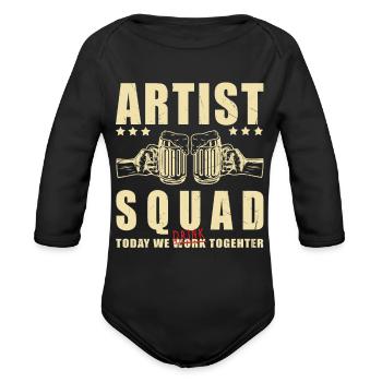 Artist Party Crew | Artist Squad - Organic Long Sleeve Baby Bodysuit - black - Front