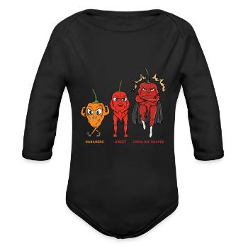 Habanero Chilli Ghost Chili Carolina Reaper Design - Organic Long Sleeve Baby Bodysuit - black - Front