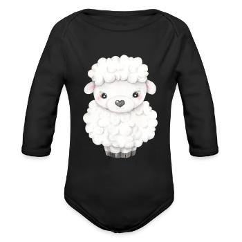 Little Lamb Baby,Lamb Baby Lamb Baby Gift, Baby - Organic Long Sleeve Baby Bodysuit - black - Front