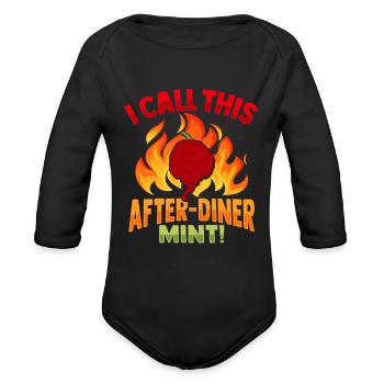 I call this Chilli after Dinner Mint Design - Organic Long Sleeve Baby Bodysuit - black - Front