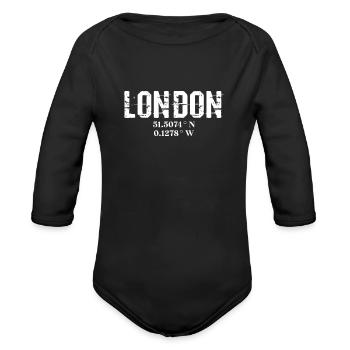 London - Organic Long Sleeve Baby Bodysuit - black - Front