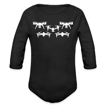 Drone Lover Drone Racing Drone Quadcopter Drone - Organic Long Sleeve Baby Bodysuit - black - Front
