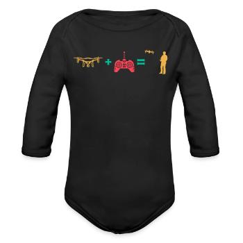 Drone Quadcopter Drone Funny Drone Pilot - Organic Long Sleeve Baby Bodysuit - black - Front