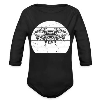 Drone Sunset Drone Pilot Quadcopter Drone - Organic Long Sleeve Baby Bodysuit - black - Front