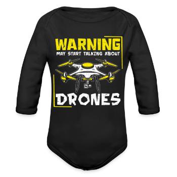 Funny Drone Pilot Drone Flying - Organic Long Sleeve Baby Bodysuit - black - Front