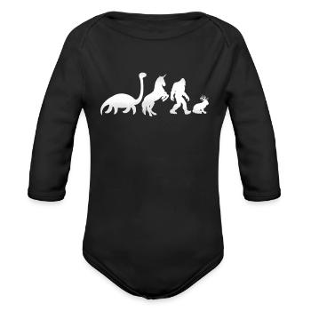 Cryptozoology Cryptid Bigfoot Unicorn Loch Ness - Organic Long Sleeve Baby Bodysuit - black - Front
