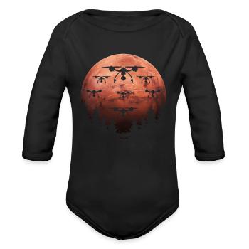 Drone Mars Drone Racing Quadcopter Drone - Organic Long Sleeve Baby Bodysuit - black - Front