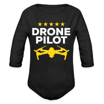 Drone Pilot Multicopter Drones - Funny Drone Pilot - Organic Long Sleeve Baby Bodysuit - black - Front