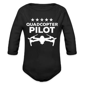 Quadcopter Pilot Drone Pilot Drone Racing - Drone - Organic Long Sleeve Baby Bodysuit - black - Front