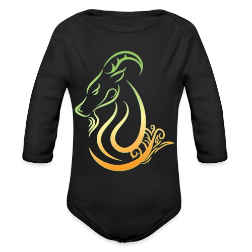 Capricorn Zodiac Sea Goat Astrology Logo - Organic Long Sleeve Baby Bodysuit