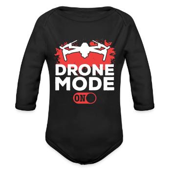 Drone Mode On - Drone Flying Drone Racing Drone Pi - Organic Long Sleeve Baby Bodysuit - black - Front