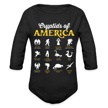 Cryptids of America Cryptozoology Mythical - Organic Long Sleeve Baby Bodysuit - black - Front
