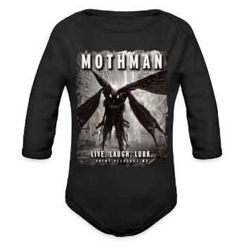 Mothman City Point Pleasant Cryptid - Organic Long Sleeve Baby Bodysuit - black - Front