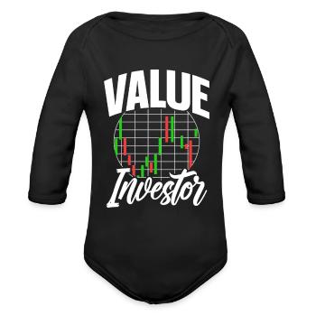 Value Investor Shareholder Invest Investing - Organic Long Sleeve Baby Bodysuit - black - Front