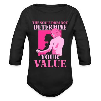 The Scale Does Not Determine Your Value End - Organic Long Sleeve Baby Bodysuit - black - Front