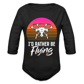 Drone Lover Drones Flying - Organic Long Sleeve Baby Bodysuit - black - Front