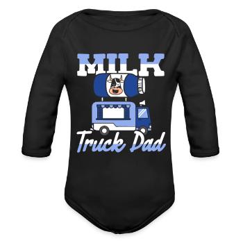 Milk Dad Milk Truck - Organic Long Sleeve Baby Bodysuit - black - Front