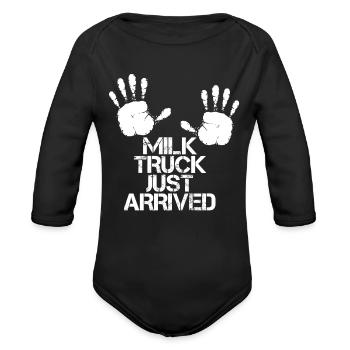 Milk Funny Milk Truck - Organic Long Sleeve Baby Bodysuit - black - Front