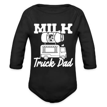 Milk Father Milk Truck - Organic Long Sleeve Baby Bodysuit - black - Front