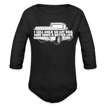 Milk Dog Milk Truck - Organic Long Sleeve Baby Bodysuit - black - Front