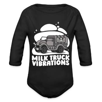 Milk Vibrations Milk Truck - Organic Long Sleeve Baby Bodysuit - black - Front