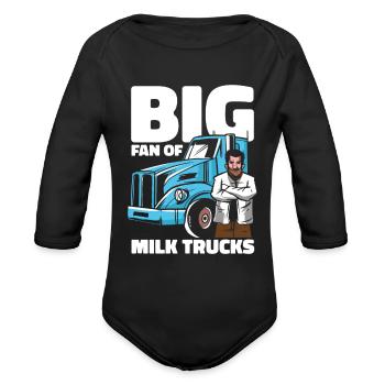 Milk Funny Milk Truck - Organic Long Sleeve Baby Bodysuit - black - Front