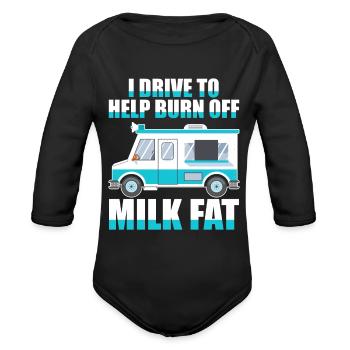 Milk Milk Truck - Organic Long Sleeve Baby Bodysuit - black - Front