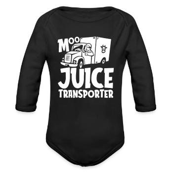 Milk Funny Milk Truck - Organic Long Sleeve Baby Bodysuit - black - Front