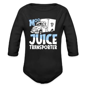 Milk Funny Milk Truck - Organic Long Sleeve Baby Bodysuit - black - Front