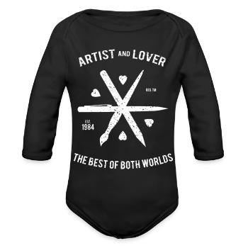 Artist And Lover - Organic Long Sleeve Baby Bodysuit - black - Front