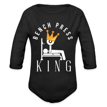 bench pressu - Organic Long Sleeve Baby Bodysuit - black - Front