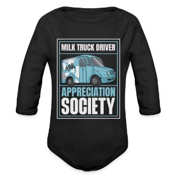 Milk Funny Milk Truck - Organic Long Sleeve Baby Bodysuit - black - Front