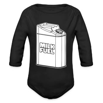 Milk Milk Truck - Organic Long Sleeve Baby Bodysuit - black - Front